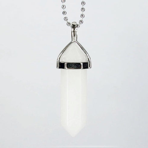 White Jade Gemstone Pendant Necklace